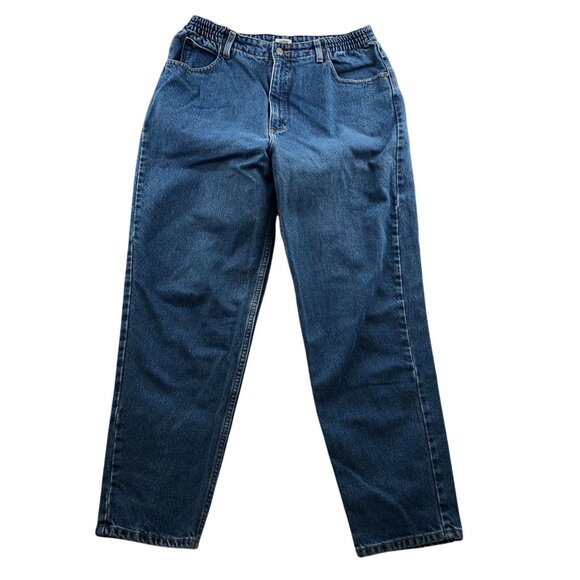 L.L. Bean Womens Jeans Size 14 Original Fit Relaxed Straight Leg Elastic Waist - Picture 1 of 13
